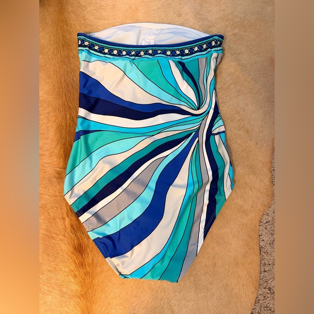 Michael Kors Blue and White Striped Swimwear - Picture 3 of 4